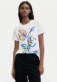 T-shirt Desigual biały damski Zurich 26SWTK38  Regular Fit