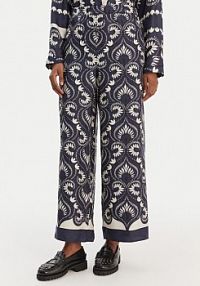 Spodnie eleganckie Weekend Max Mara granatowe damskie Materiałowe Ottico 2615131011  Wide Leg