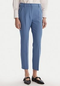 Spodnie eleganckie Weekend Max Mara niebieskie jasne damskie Materiałowe Rana 2615131021 Błękitny Slim Fit