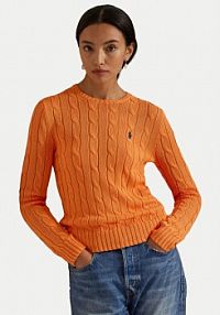 Sweter Polo Ralph Lauren pomarańczowy damski 211971869014  Slim Fit