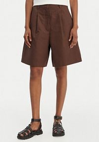 Szorty Weekend Max Mara brązowe damskie Bermudy Ecuba 2615141022  Loose Fit