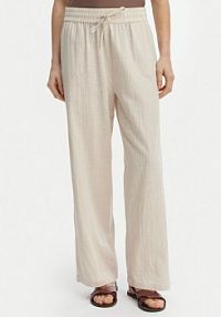 Spodnie eleganckie ONLY beżowe damskie Materiałowe Tizana 15319090  Regular Fit