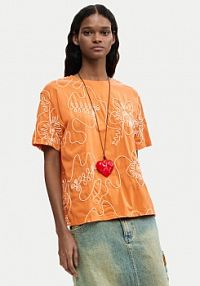 T-shirt Desigual pomarańczowy damski Genova 26SWTK48  Regular Fit