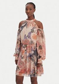 Sukienka koktajlowa Guess beżowa W6GK05 W1577  Regular Fit