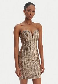 Sukienka koktajlowa Marciano Guess złota 6RGK00 6357A  Slim Fit