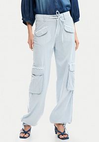 Spodnie eleganckie Desigual niebieskie damskie Materiałowe 26SWPW25  Regular Fit