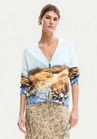 Kardigan Desigual niebieski jasny Sun 26SWJF18  Regular Fit