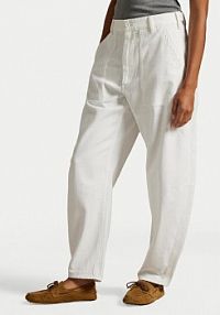 Spodnie eleganckie Polo Ralph Lauren białe damskie Materiałowe 211A93147001  Relaxed Fit