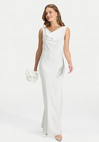 Sukienka wieczorowa Swing biała 5AK14500  Regular Fit