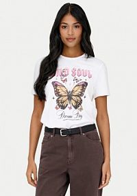 T-shirt ONLY biały damski Lucy 15366031  Loose Fit