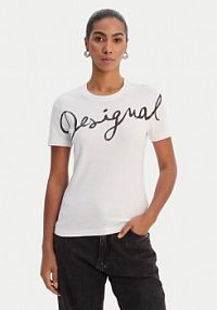 T-shirt Desigual biały damski 26SWTK07  Regular Fit