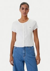 Bluzka Tommy Jeans biała damska DW0DW20377  Slim Fit
