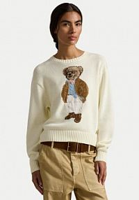 Sweter Polo Ralph Lauren kremowy damski 211A96248001 Écru Relaxed Fit