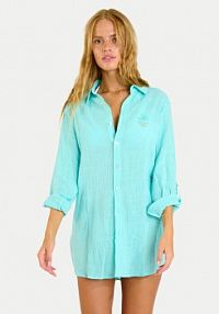 Koszula Banana Moon turkusowa damska Garel Zelena MWW04  Regular Fit