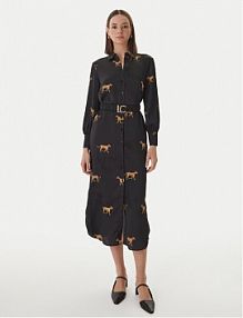 Sukienka LOLA CASADEMUNT czarna Koszulowa LS2616091  Regular Fit