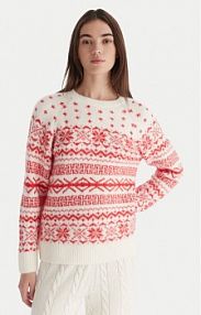 Sweter ONLY czerwony damski Xmas Nordic 15354824  Regular Fit