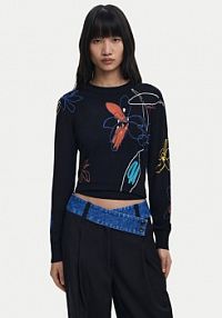 Sweter Desigual czarny damski Arty 25WWJF33  Regular Fit