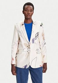 Żakiet Desigual biały Marynarka Arty 25WWEW21  Regular Fit