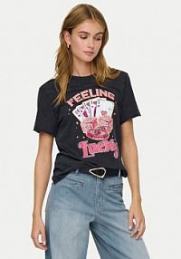 T-shirt ONLY czarny damski Lucy 15366031  Loose Fit