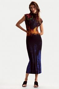 Sukienka koktajlowa Desigual kolorowa Psicho Animal 26SWVK41  Slim Fit