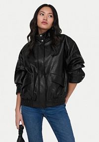 Kurtka skórzana ONLY czarna damska Z imitacji skóry Julia 15373024  Loose Fit