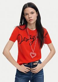 T-shirt Desigual czerwony damski Florencia 26SWTK07  Regular Fit