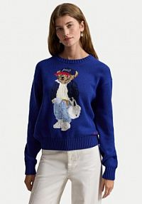 Sweter Polo Ralph Lauren niebieski damski 211A96238001  Relaxed Fit