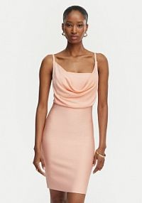 Sukienka koktajlowa Guess koralowy W6GK83 Z0686  Slim Fit