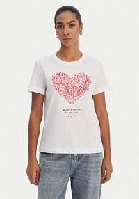 T-shirt Desigual biały damski 26SWTK06  Regular Fit