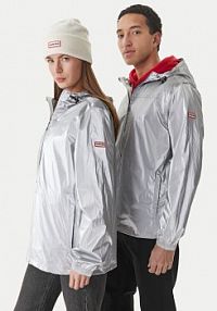 Kurtka przeciwdeszczowa Hunter srebrna HARU0008261  Regular Fit