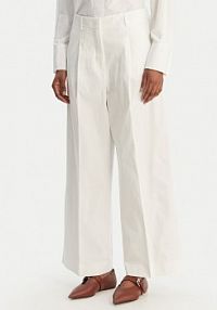 Spodnie eleganckie Weekend Max Mara białe damskie Materiałowe Bellico 2615131072  Regular Fit