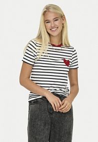 T-shirt ONLY biały damski Heart 15318959  Regular Fit