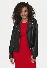 Kurtka skórzana ONLY czarna damska Z imitacji skóry Mille 15357332  Slim Fit