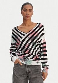 Sweter Desigual kolorowy damski 26SWJF01  Regular Fit