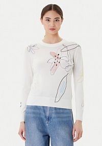 Sweter Desigual biały damski Arty 25WWJF33  Regular Fit