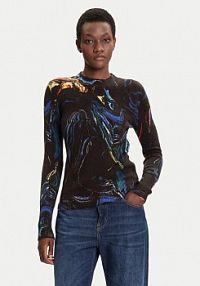Sweter Desigual czarny damski Butterfly Lacroix 25WWJF05  Regular Fit