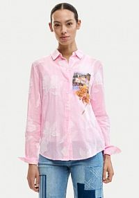 Koszula Desigual różowa damska Cam Pinkjack 26SWCW12  Regular Fit