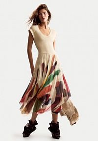 Sukienka codzienna Desigual beżowa Brushes Lacroix 26SWVK39  Regular Fit