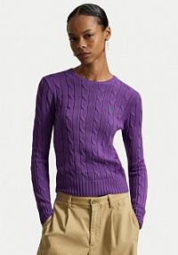 Sweter Polo Ralph Lauren fioletowy damski 211971869503  Slim Fit