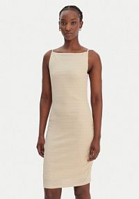 Sukienka koktajlowa Guess beżowa W6GKA1 K3488  Slim Fit