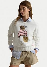 Sweter Polo Ralph Lauren biały damski 211A12723001  Relaxed Fit