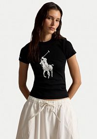 T-shirt Polo Ralph Lauren czarny damski 211A96259003  Slim Fit