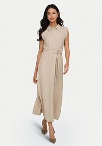 Sukienka ONLY beżowa Koszulowa Goa 15363697  Regular Fit