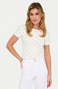 T-shirt ONLY biały damski Fenja 15347986  Slim Fit