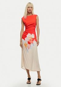 Sukienka letnia Desigual pomarańczowa Lida 26SWVW18  Regular Fit