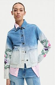 Kurtka jeansowe Desigual niebieska jasna damska Jeansowa Dakota 26SWED16 Błękitny Regular Fit