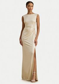 Sukienka wieczorowa LAUREN RALPH LAUREN beżowa 253P04060001  Slim Fit
