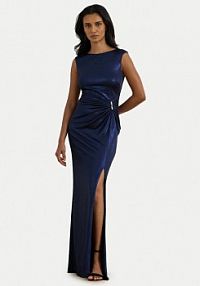 Sukienka wieczorowa LAUREN RALPH LAUREN granatowa 253P04060002  Slim Fit