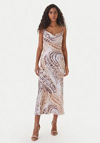 Sukienka koktajlowa Guess beżowa W6GK94 W2266  Regular Fit