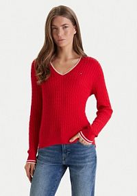 Sweter Tommy Hilfiger czerwony damski WW0WW44987  Regular Fit